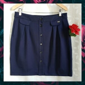 Tommy Hilfiger Retro Sailor Button Front Knit Skirt With Pockets Navy Medium